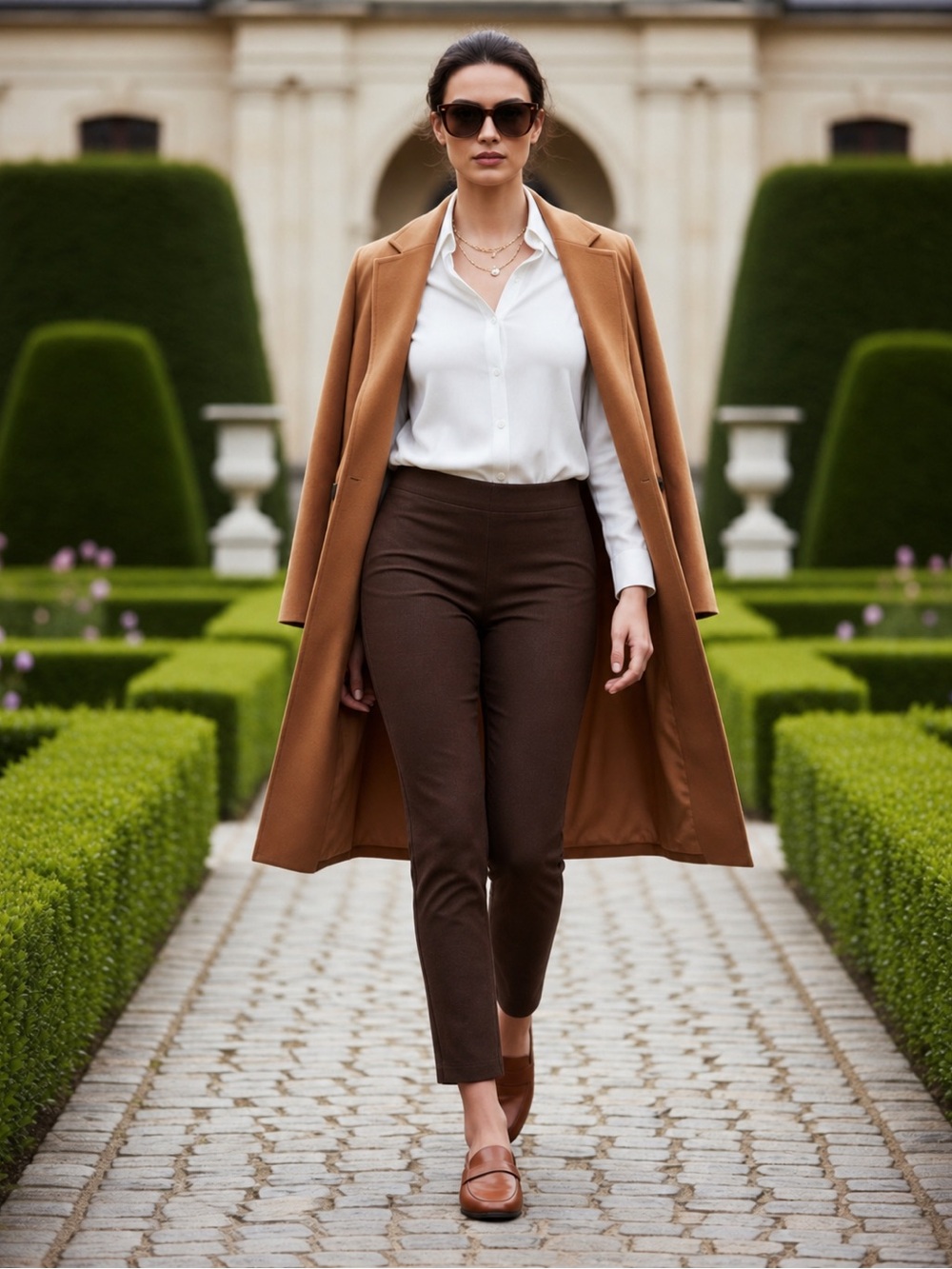 MAX STUDIO Chocolate Brown Suede Pull On Straight Pants Quiet Luxury Minimalist